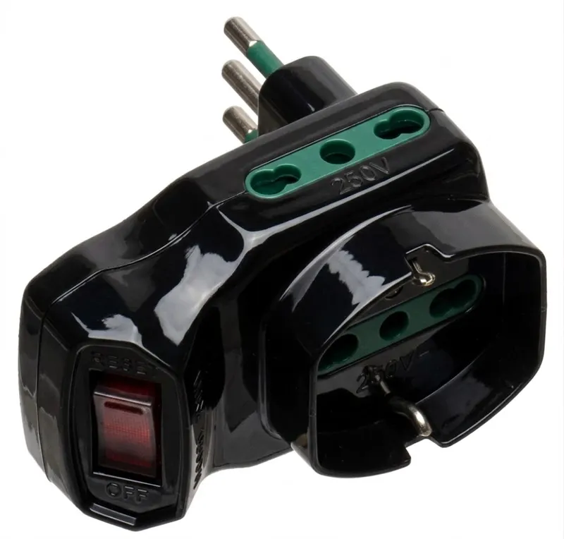 ADATTATORE CIVILE CONTAKT INTERRUTTORE DI SICUREZZA SPINA 2P+T 10A 1500W NERO