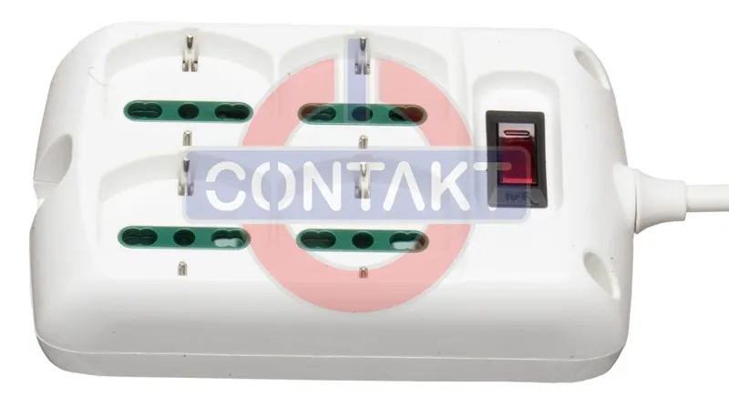 PRESA MULTIPLA CONTAKT QUADRATA 4 BIPRESE+SCHUKO+C/INTER.+CAVO 1.5MT (SPINA 10A)