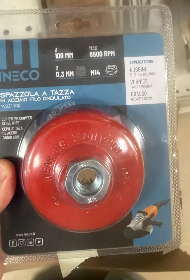 SPAZZOLA A TAZZA ACCIAIO ONDUL MM.100