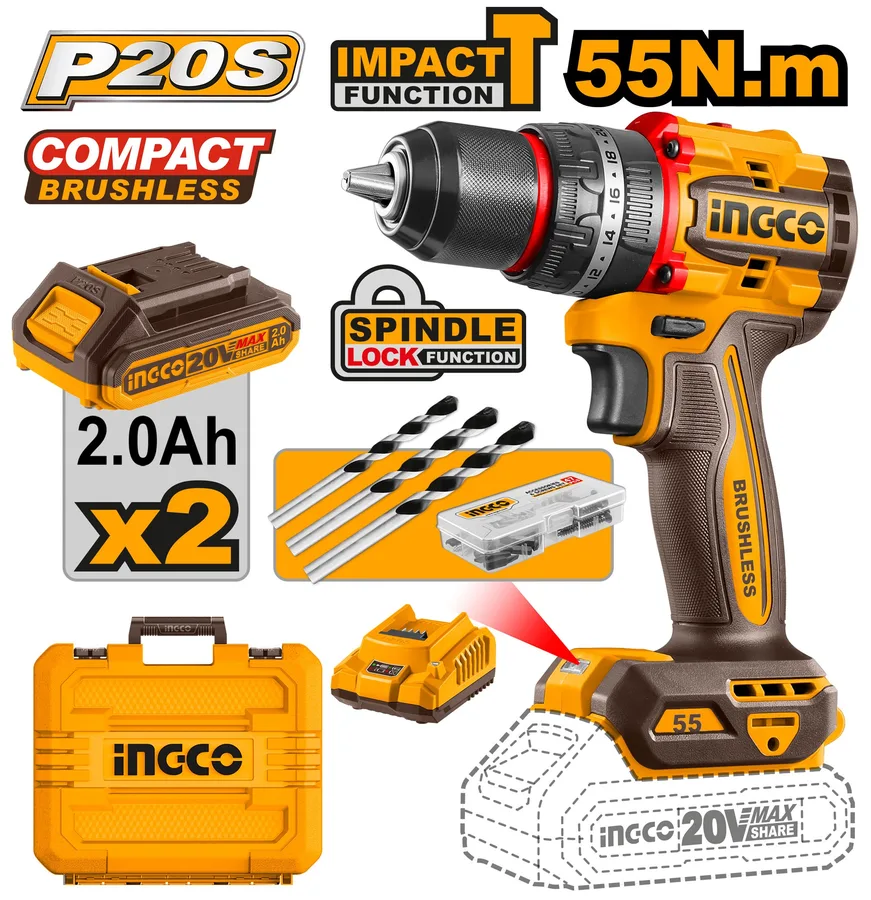 TRAPANO A PERCUSSIONE COMPACT BRUSHLESS 55Nm