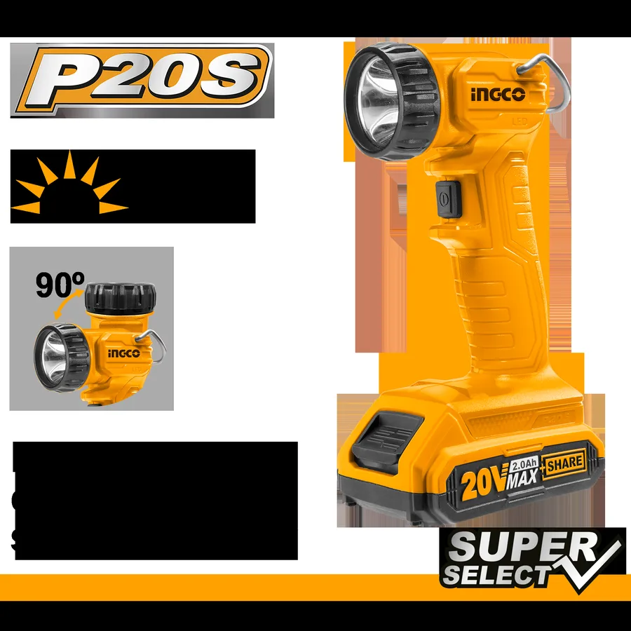 LAMPADA DA LAVORO A BATTERIA 20V 150LUM NUDA