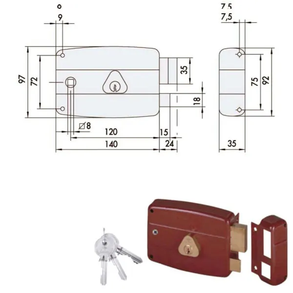 SERRATURA APP.LEGNO DX 50171-60-1 CISA