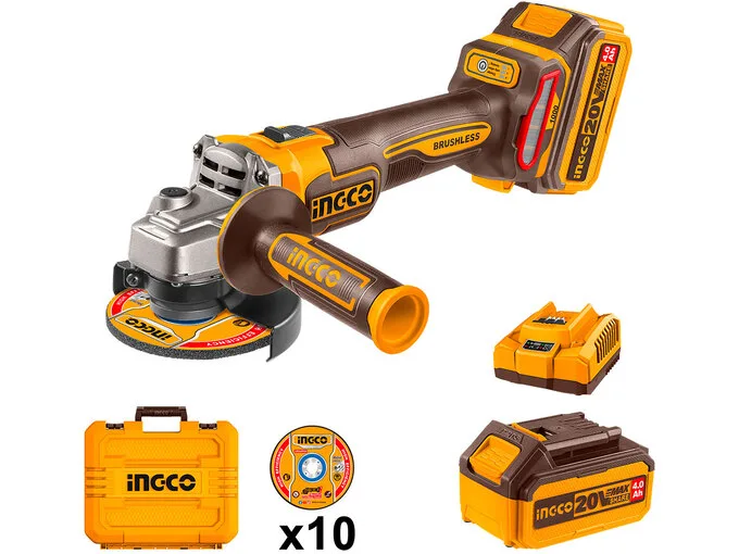 SMERIGLIATRICE BRUSHL 1000W D115MM C/2 BATTERIE 4Ah E DISCHI