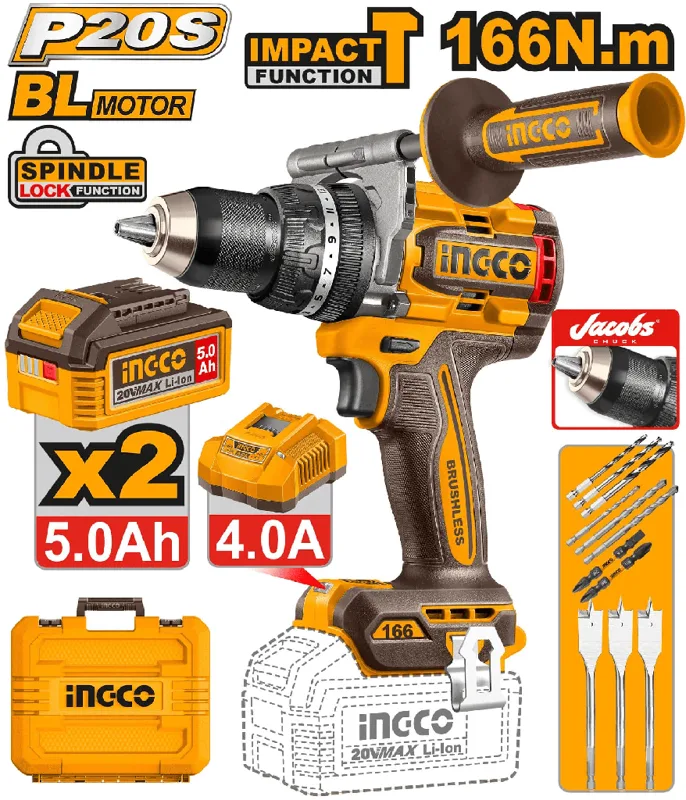 TRAPANO A PERCUSSIONE 166N.M A BATTERIA C/VALIG.