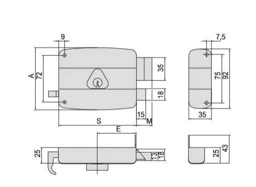 SERRATURA APP.LEGNO SX 50121-60-2 CISA