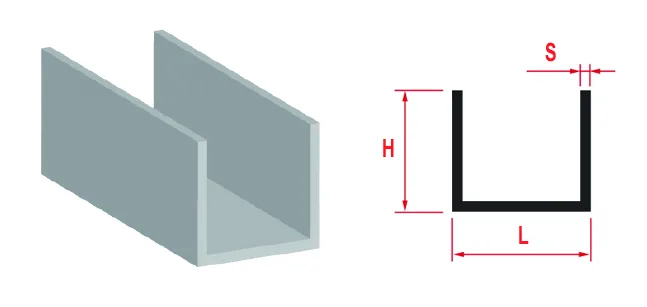 ALLUMINIO CANALINA U MM 10X10X1,0 H 200 ARGENTO