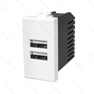 PRESA CON DOPPIO INGRESSO USB BIANCA SERIE ABM