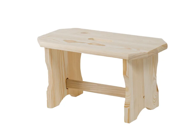 131411 SGABELLO IN PINO GREZZO TRAVERSINA IN FAGGIO 390 X 190 X 210H MM