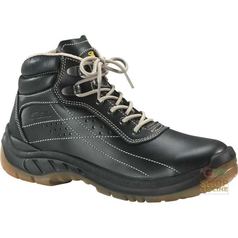 SCARPA PROTETTIVA ALTA CON TOMAIA IN PELLE FIORE OLIATA.
