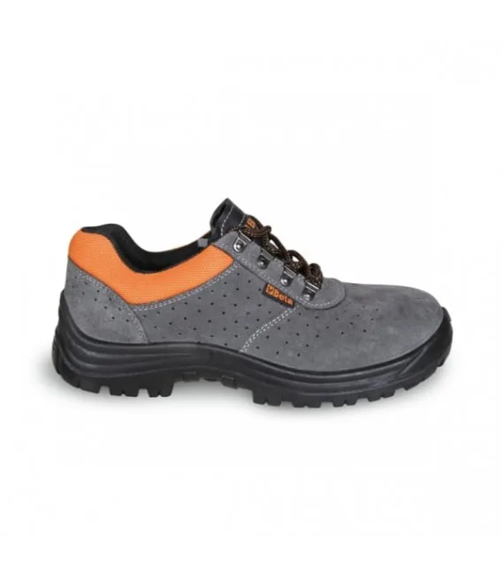 TARTARO - SCARPA IN PELLE SCAMOSCIATA, TRAFORATA, GRIGIO/GIALLO, S1P